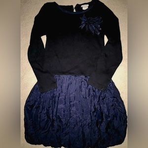 Girls Navy Blue Black Dress Cotton CREWCUTS Size 6 7 NEW NWOT Knit Bubble Skirt